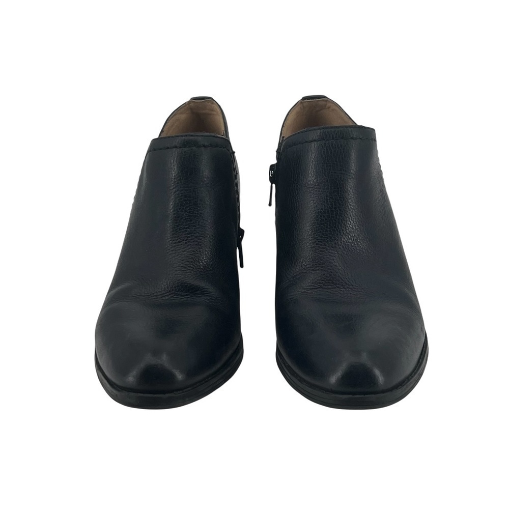 Naturalizer Black Zarie Leather Block Heel Side Zipper Ankle Booties 6 Women’s